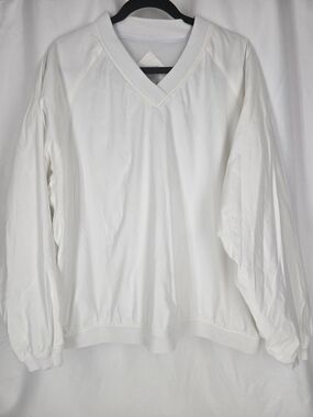 Men's White V-Neck Windbreaker Pullover
